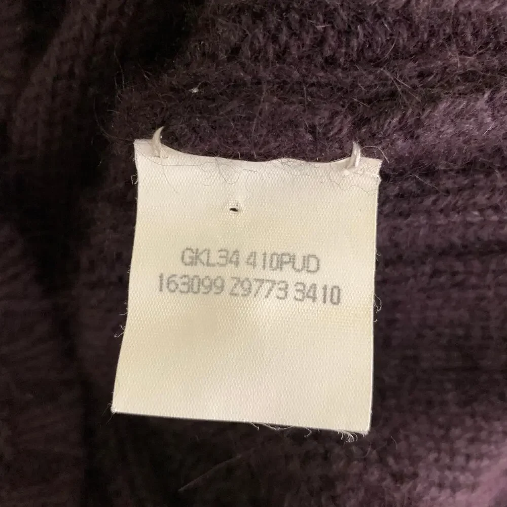 GUCCI Size L Burgundy Cable Knit Angora silk Crew Neck Sweater